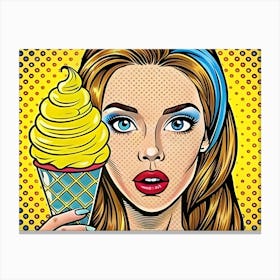 Pop Girl With Ice Cream Canvas Print