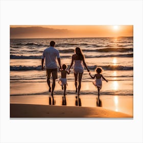 Family At Beach 1 Canvas Print
