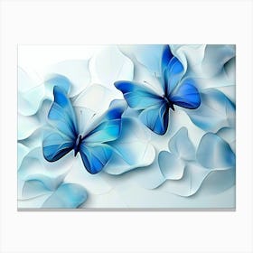 Two 3d Blue Butterflies Canvas Print