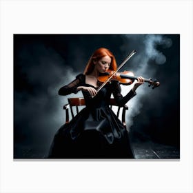 Woman in black playing on violin Canvas Print