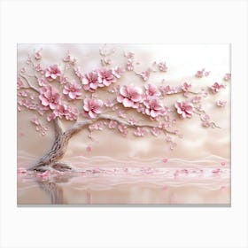 3d Picture Of A Tree With Pink Flowers 6 Canvas Print