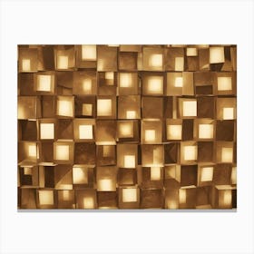 Textured Background Of Glowing Golden Squares Arranged In A Grid Pattern, Creating A Sense Of Depth And Three Dimensionality Canvas Print