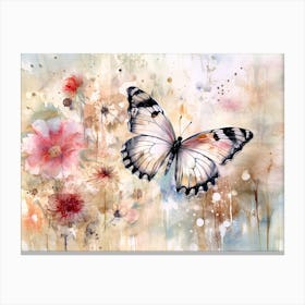 Butterfly And Flowers 2 Canvas Print