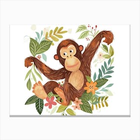 Little Floral Orangutan 3 Canvas Print