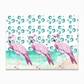 Flamingo. Pink and blue watercolors. Livingroom or kids room print art Canvas Print