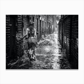 Woman Walking Down A Dark Alley 1 Canvas Print