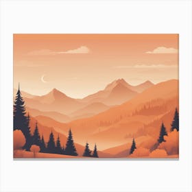 Misty mountains horizontal background in orange tone 65 Canvas Print