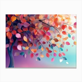 3D colorful tree with leaves on hanging branches 1 Canvas Print