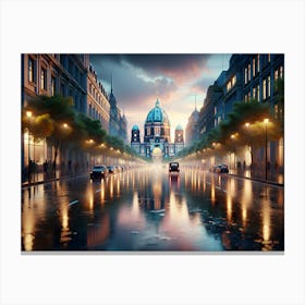 Wet City Street Canvas Print