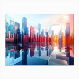 3d Abstract Cityscape With Futuristic Buildings 1 Canvas Print