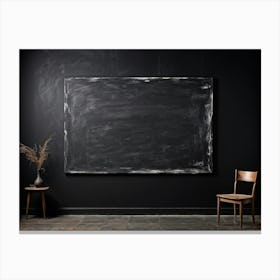 Black Chalkboard Serves As An Abstract Backdrop Horizontal In Orientation Its Texture Showcasing T (1) Canvas Print