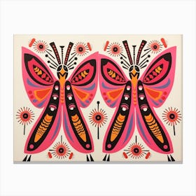 Butterfly 2 Folk Style Animal Illustration Canvas Print