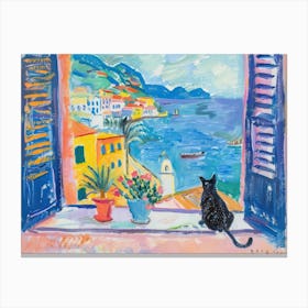 Matisse Style Cat On A Window Positano Canvas Print