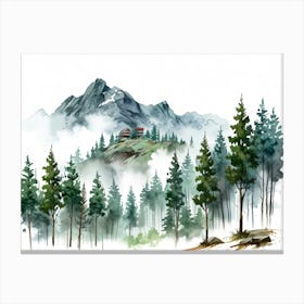 Watercolor Of Mountains 1 Canvas Print