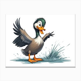 Duck Standing In Water Canvas Print