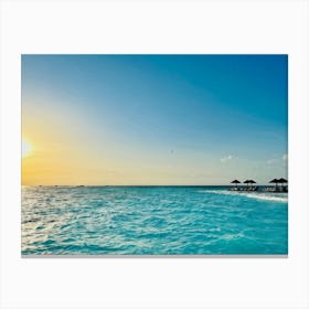 Relax Ocean Glow Earth Horizon Idylli Light Calm Dawn Paradise Sunrise Splash Banner At (15) Canvas Print