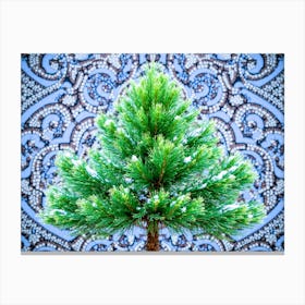 Pine Tree In Front Of Mosaic Canvas Print