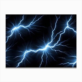 Abstract Blue Lightning Bolts On Black Background 1 Canvas Print