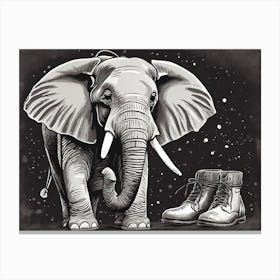 Elephant Wearing Shoes, Whimsical Art, 1136 Canvas Print