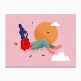 Girl Laying On The Ground Canvas Print