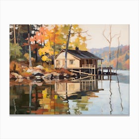 Wooden House At The Lake - expressionism 1 Canvas Print