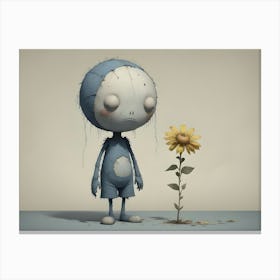 Little Boy And A Flower Canvas Print