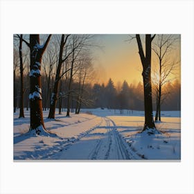 Sunset In The Woods Canvas Print