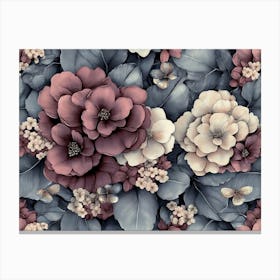 Luxury Mystical Seamless Pattern, Vintage Floral 3 Canvas Print