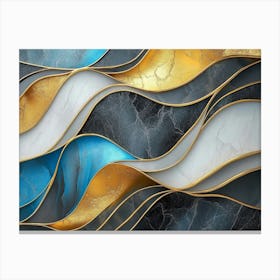 Abstract Gold And Blue Marble Wall Art Canvas Print