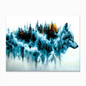 White Wolf - Wolf In The Forest Canvas Print