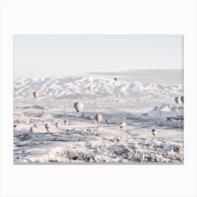 Hot Air Balloon Winter Landscape Canvas Print