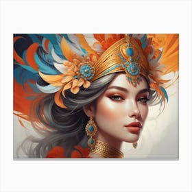 Portrait with feathers Canvas Print