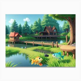 Fishes In The Pond Canvas Print