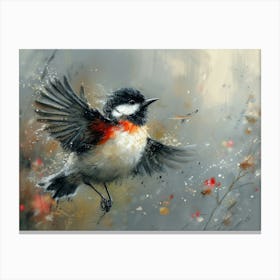 Calligraphic Wonders: Bird In Flight Canvas Print