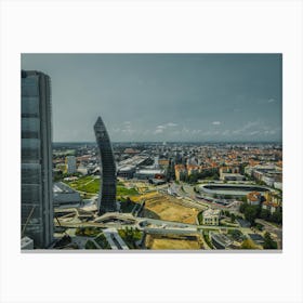 Panorama of the city of Milan, Skyscrapers against the blue sky Canvas Print