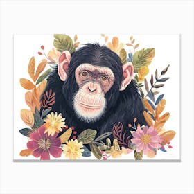 Little Floral Chimpanzee 2 Canvas Print