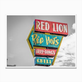 Vintage America Red Hots Burgers Sign Canvas Print