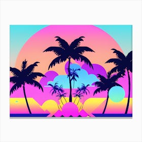 Sunset Palm Trees Canvas Print