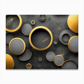 The Modern Background Is Comprised of Black, Gray, Beige and Golden Circles 1 Canvas Print