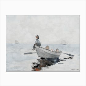 Children In A Boat Painting Canvas Print