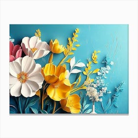 Cozy Modern Scene With A Spectacular Hyper Realistic Abstract Of Spring Flowers 2 Canvas Print