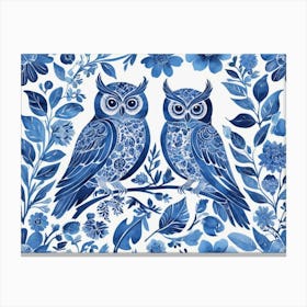 Blue Owls Canvas Print