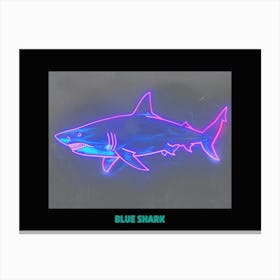 Neon Pastel Pink Blue Shark 1 Poster Canvas Print