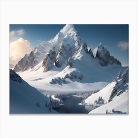 Snowy Mountain Scenery Of Stunning Beauty Canvas Print