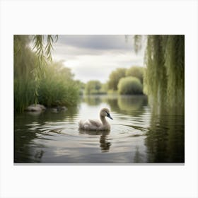 Swan In Water 1 Canvas Print