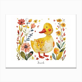 Little Floral Duck 4 Poster Canvas Print