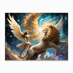 Angel And Lion 1 Canvas Print