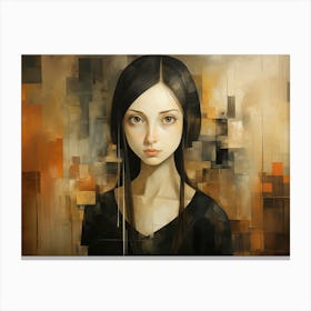 Woman With Black Hair Canvas Print