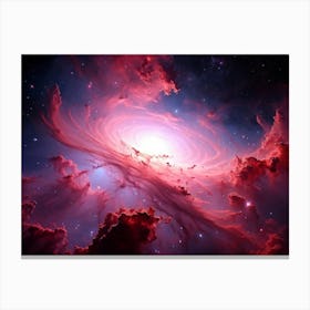 Abstract Celestial Scene Capturing A Nebula Explosion In The Pink And Red Hues Of A Distant Galaxy (2) Canvas Print