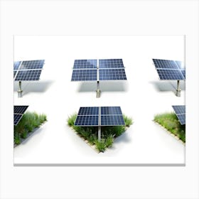 A Set Of Six Solar Panels, Displayed On A White Background Canvas Print